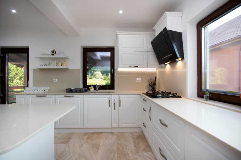 Modern, contemporary kitchen room interior.